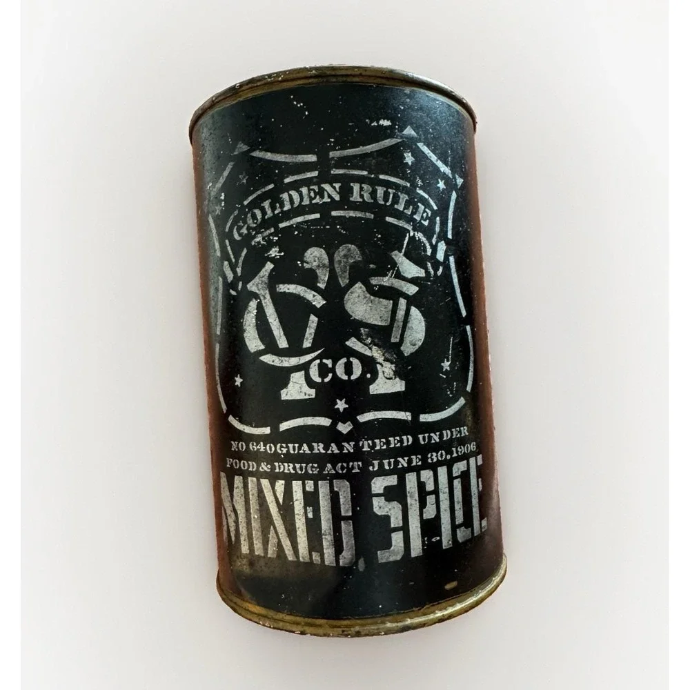 Antique Golden Rule Mixed Spice Tin 1906 Food And Drug Act Advertising⁠